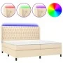 Box spring bed mattress and LED lights cream fabric 200x200 cm by vidaXL, Beds and slatted bases - Ref: Foro24-3138586, Price...