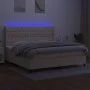 Box spring bed mattress and LED lights cream fabric 200x200 cm by vidaXL, Beds and slatted bases - Ref: Foro24-3138586, Price...