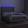 Box spring bed mattress and LED lights light gray fabric 140x190 cm by vidaXL, Beds and slatted bases - Ref: Foro24-3138709, ...