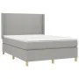 Box spring bed mattress and LED lights light gray fabric 140x190 cm by vidaXL, Beds and slatted bases - Ref: Foro24-3138709, ...