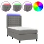 Box spring bed mattress and LED lights dark gray fabric 90x200 cm by vidaXL, Beds and slatted bases - Ref: Foro24-3138606, Pr...