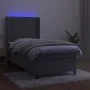Box spring bed with mattress and LED light gray velvet 90x190 cm by vidaXL, Beds and slatted bases - Ref: Foro24-3139655, Pri...