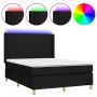 Box spring bed mattress and LED lights black fabric 140x200 cm by vidaXL, Beds and slatted bases - Ref: Foro24-3138719, Price...