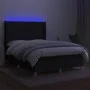 Box spring bed mattress and LED lights black fabric 140x200 cm by vidaXL, Beds and slatted bases - Ref: Foro24-3138719, Price...
