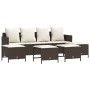 Set comedor de jardín 5 piezas y cojines ratán sintético marrón