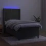 Box spring bed with mattress and LED dark gray velvet 90x190 cm by vidaXL, Beds and slatted bases - Ref: Foro24-3139656, Pric...