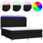 Box spring bed mattress and LED lights black fabric 180x200 cm by vidaXL, Beds and slatted bases - Ref: Foro24-3138895, Price...