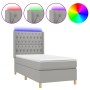 Box spring bed mattress and LED lights light gray fabric 90x200 cm by vidaXL, Beds and slatted bases - Ref: Foro24-3139085, P...
