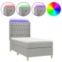 Box spring bed mattress and LED lights light gray fabric 90x200 cm by vidaXL, Beds and slatted bases - Ref: Foro24-3139085, P...