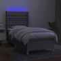 Box spring bed mattress and LED lights light gray fabric 90x200 cm by vidaXL, Beds and slatted bases - Ref: Foro24-3139085, P...