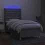 Box spring bed mattress and LED lights light gray fabric 90x200 cm by vidaXL, Beds and slatted bases - Ref: Foro24-3139085, P...