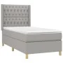 Box spring bed mattress and LED lights light gray fabric 90x200 cm by vidaXL, Beds and slatted bases - Ref: Foro24-3139085, P...
