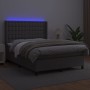 Box spring bed with mattress and LED gray synthetic leather 140x190 cm by vidaXL, Beds and slatted bases - Ref: Foro24-313938...