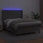 Box spring bed with mattress and LED gray synthetic leather 140x190 cm by vidaXL, Beds and slatted bases - Ref: Foro24-313938...