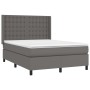 Cama box spring colchón y LED cuero sintético gris 140x190 cm de vidaXL, Camas y somieres - Ref: Foro24-3139383, Precio: 534,...