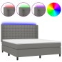 Box spring bed mattress and LED lights dark gray fabric 180x200 cm by vidaXL, Beds and slatted bases - Ref: Foro24-3138654, P...