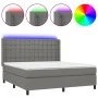 Box spring bed mattress and LED lights dark gray fabric 180x200 cm by vidaXL, Beds and slatted bases - Ref: Foro24-3138654, P...