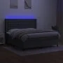 Box spring bed mattress and LED lights dark gray fabric 180x200 cm by vidaXL, Beds and slatted bases - Ref: Foro24-3138654, P...
