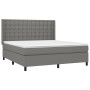 Box spring bed mattress and LED lights dark gray fabric 180x200 cm by vidaXL, Beds and slatted bases - Ref: Foro24-3138654, P...