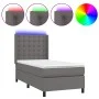 Box spring bed and LED mattress gray synthetic leather 90x200 cm by vidaXL, Beds and slatted bases - Ref: Foro24-3139365, Pri...