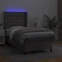 Box spring bed and LED mattress gray synthetic leather 90x200 cm by vidaXL, Beds and slatted bases - Ref: Foro24-3139365, Pri...