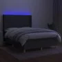 Box spring bed mattress and LED lights dark gray fabric 140x200 cm by vidaXL, Beds and slatted bases - Ref: Foro24-3138958, P...