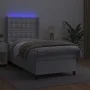 Box spring bed with mattress and LED white synthetic leather 100x200 cm by vidaXL, Beds and slatted bases - Ref: Foro24-31393...