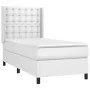 Box spring bed with mattress and LED white synthetic leather 100x200 cm by vidaXL, Beds and slatted bases - Ref: Foro24-31393...