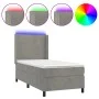 Box spring bed with mattress and LED light gray velvet 90x200 cm by vidaXL, Beds and slatted bases - Ref: Foro24-3139421, Pri...