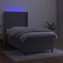 Box spring bed with mattress and LED light gray velvet 90x200 cm by vidaXL, Beds and slatted bases - Ref: Foro24-3139421, Pri...