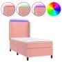Box spring bed with mattress and LED pink velvet 80x200 cm by vidaXL, Beds and slatted bases - Ref: Foro24-3139414, Price: 33...