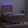 Box spring bed with mattress and LED pink velvet 80x200 cm by vidaXL, Beds and slatted bases - Ref: Foro24-3139414, Price: 33...