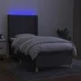 Box spring bed mattress and LED lights dark gray fabric 90x190 cm by vidaXL, Beds and slatted bases - Ref: Foro24-3138998, Pr...