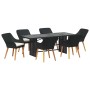 Conjunto de Comedor de Jardín 7 pcs Negro ratán sintético
