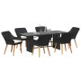 Conjunto de Comedor de Jardín 7 pcs Negro ratán sintético