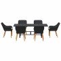 Conjunto de Comedor de Jardín 7 pcs Negro ratán sintético