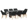 Conjunto de Comedor de Jardín 9 pcs Negro ratán sintético