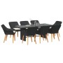 Conjunto de Comedor de Jardín 9 pcs Negro ratán sintético