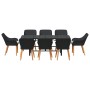 Conjunto de Comedor de Jardín 9 pcs Negro ratán sintético
