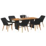 Conjunto de Comedor de Jardín con cojín 7 pcs Negro y marrón