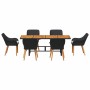 Conjunto de Comedor de Jardín con cojín 7 pcs Negro y marrón