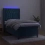 Box spring bed with mattress and LED dark blue velvet 80x200 cm by vidaXL, Beds and slatted bases - Ref: Foro24-3139713, Pric...