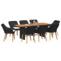 Conjunto de Comedor de Jardín con cojín 9 pcs Negro y marrón