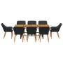 Conjunto de Comedor de Jardín con cojín 9 pcs Negro y marrón