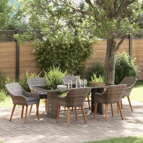 Conjunto de Comedor de Jardín 7 pcs Gris ratán sintético