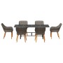 Conjunto de Comedor de Jardín 7 pcs Gris ratán sintético
