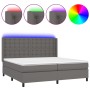 Cama box spring colchón y LED cuero sintético gris 200x200 cm de vidaXL, Camas y somieres - Ref: Foro24-3139407, Precio: 760,...