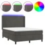 Box spring bed with mattress and LED dark gray velvet 140x190 cm by vidaXL, Beds and slatted bases - Ref: Foro24-3139440, Pri...