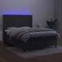Box spring bed with mattress and LED dark gray velvet 140x190 cm by vidaXL, Beds and slatted bases - Ref: Foro24-3139440, Pri...