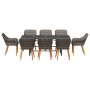 Conjunto de Comedor de Jardín 9 pcs Gris ratán sintético